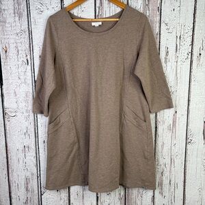 Pure Jill by J. Jill Tunic Dress Size Large Petite LP Light Mocha Brown Tan EUC!